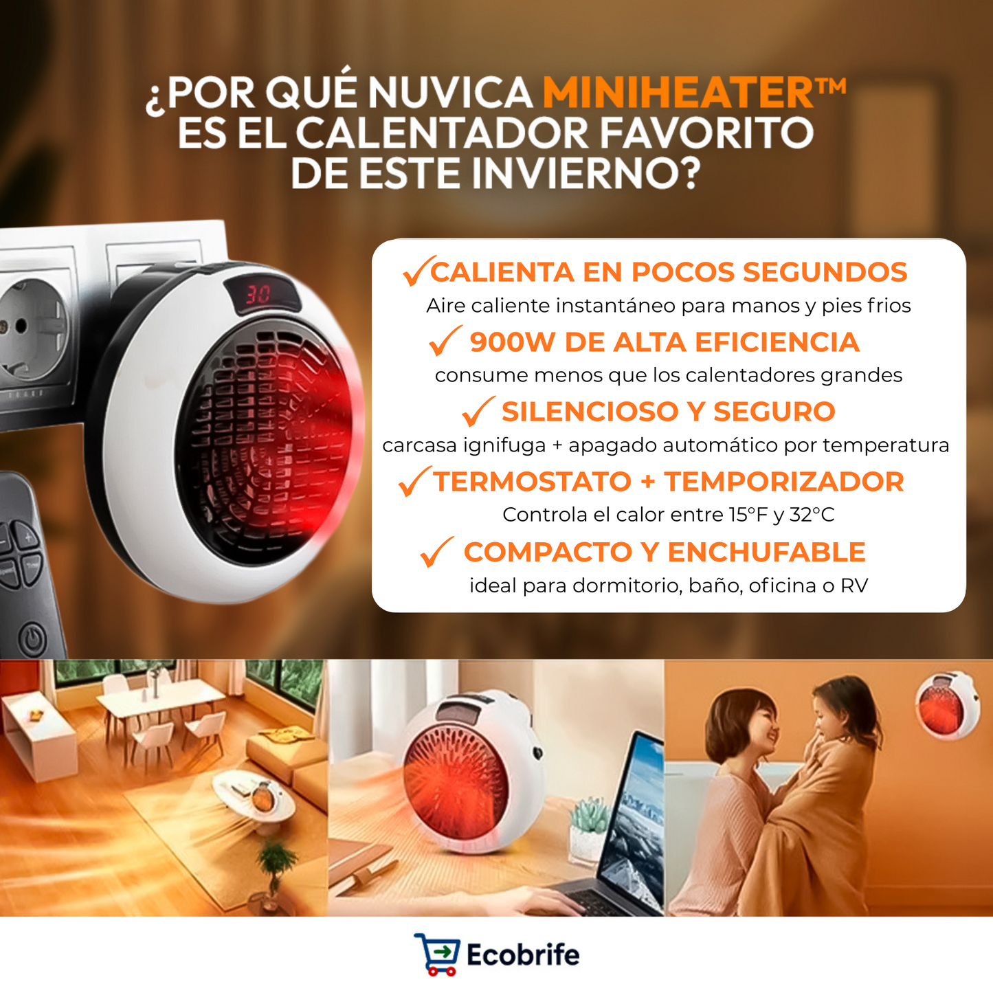 Nuvica MiniHeater™ - Calor inmediato y bajo consumo. El invierno mas calido sin vaciar tu bolsillo