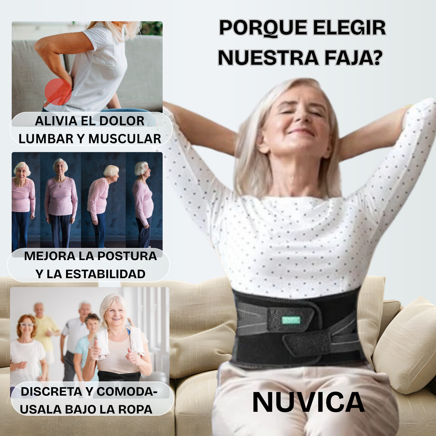 Nuvica™ – ADIOS AL DOLOR LUMBAR. "Alivia y corrige desde el primer uso."